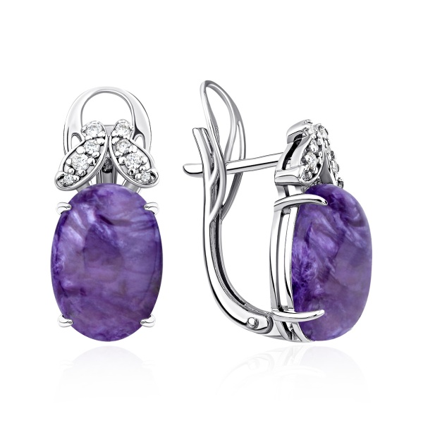 Серьги из серебра с чароитом