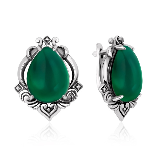 Серьги из серебра с агатом в ювелирном интернет-магазине