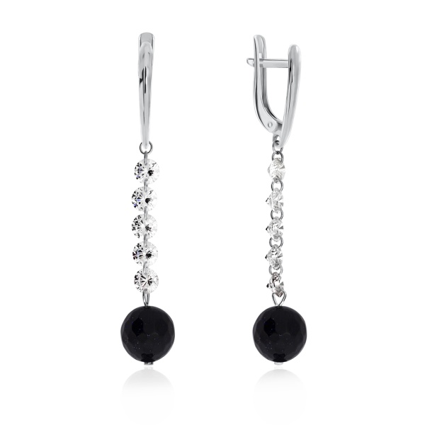 Серьги из серебра с авантюрином 2340360624-80 от KRASNOE, металл Серебро, вставка Авантюрин Синт.