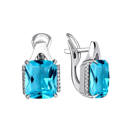 Серьги из серебра с кварцем и фианитами 2340181543л-70 от KRASNOE, металл Серебро, вставка Кварц г/т