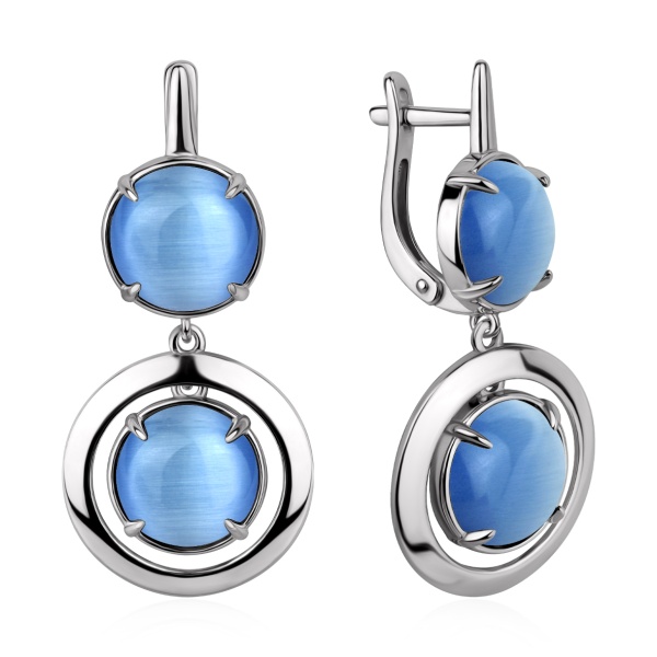 Серьги из серебра с кошачим глазом в ювелирном интернет-магазине