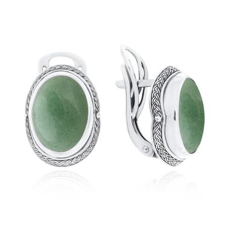 Серьги из серебра с авантюрином 2310360929-1 от KRASNOE, металл Серебро, вставка Авантюрин Натур.