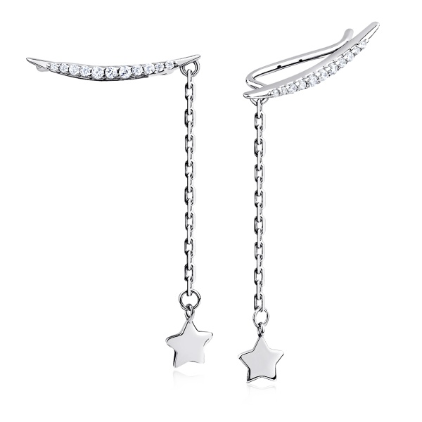 Серьги из серебра с фианитами