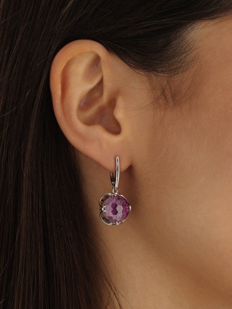 Серьги из серебра с фианитом