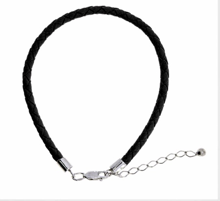 Браслет из серебра с шнур кожаныйом