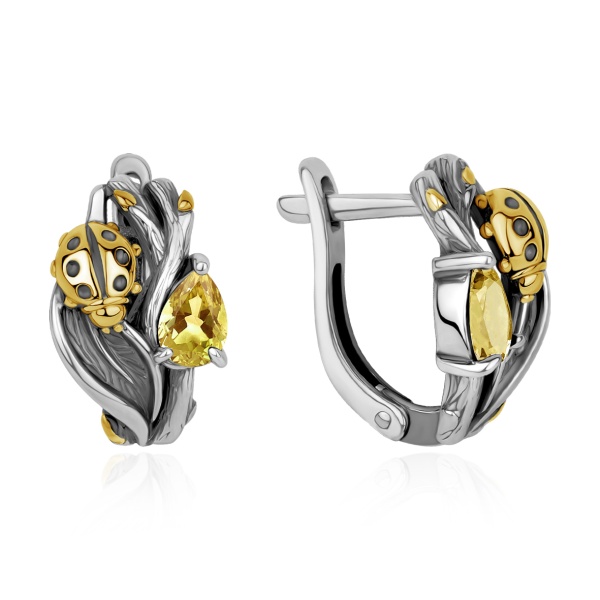 Серьги из серебра с ситаллами в ювелирном интернет-магазине