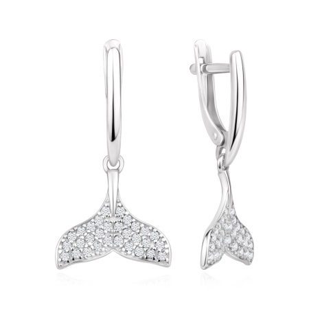 Серьги из серебра с фианитами