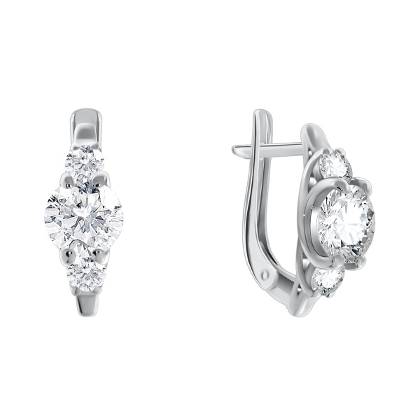 Серьги из серебра с фианитом со скидкой