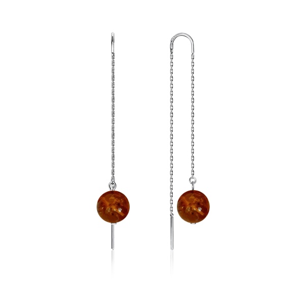 Серьги из серебра с янтарём