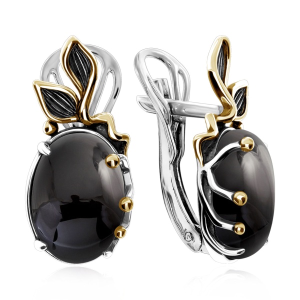 Серьги из серебра с агатами