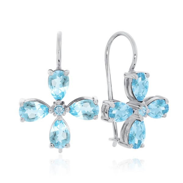 Серьги из серебра с топазом 2340071090 от KRASNOE, металл Серебро, вставка Топаз Sky