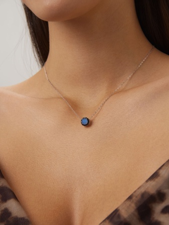 Колье из серебра с агатом 8348871874л-3-40-1-105
