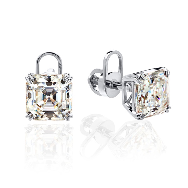 Пусеты из золота с муассанитами 2740972827 от KRASNOE, металл Золото, вставка Муассанит