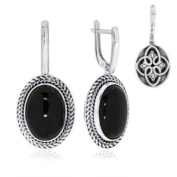 Серьги из серебра с агатами