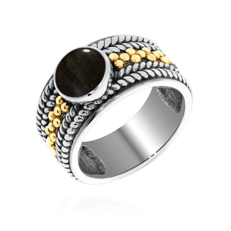 Купить кольцо из серебра с обсидианом в интернет-магазине KRASNOE