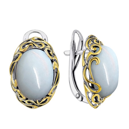 Серьги из серебра с лунным камнем