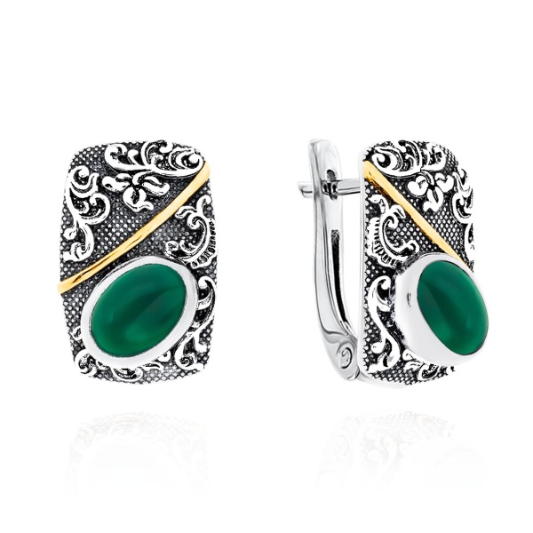 Серьги из серебра с агатами 2317391367-60 от KRASNOE, металл Серебро, вставка Агат