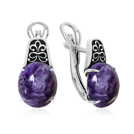 Серьги из серебра с чароитами