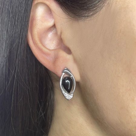 Серьги из серебра с агатами и фианитами