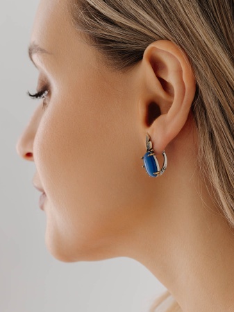 Серьги из серебра с имитацией кошачьего глаза 2317265167-70 от KRASNOE, металл Серебро, вставка Кошачий глаз