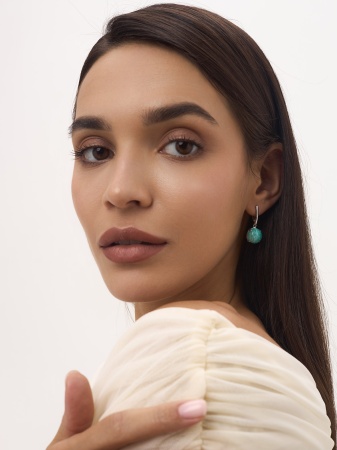 Серьги из серебра с амазонитами 2340372311 от KRASNOE, металл Серебро, вставка Амазонит