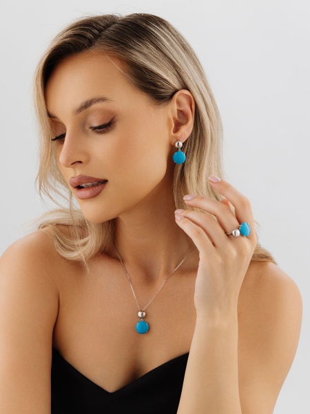 Серьги из серебра с бирюзой в ювелирном интернет-магазине