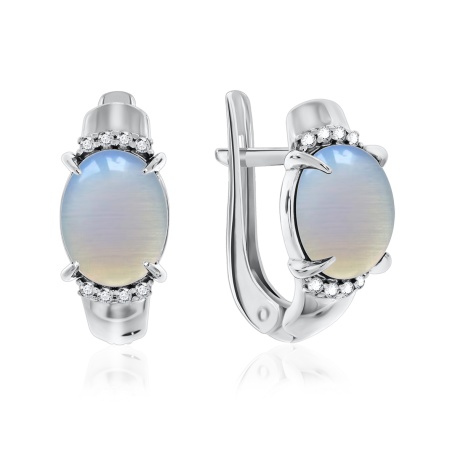 Серьги из серебра с лунным каменем 2340930371л-80 от KRASNOE, металл Серебро, вставка Лунный камень