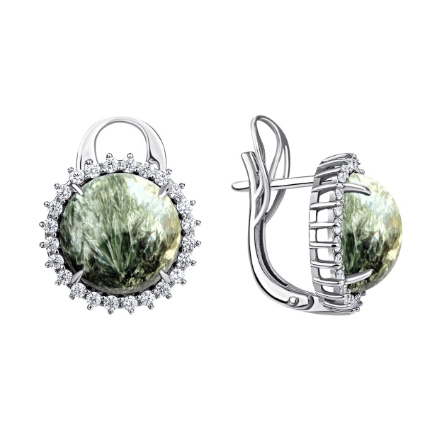 Серьги из серебра  2340921977 от KRASNOE, металл Серебро, вставка Серафинит