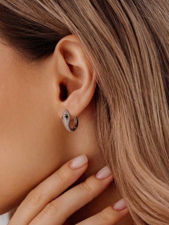 Серьги из серебра с фианитом