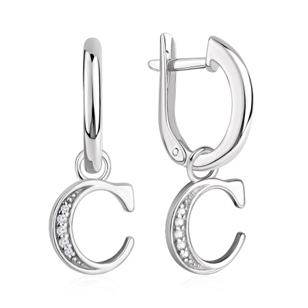 Серьги из серебра с фианитом
