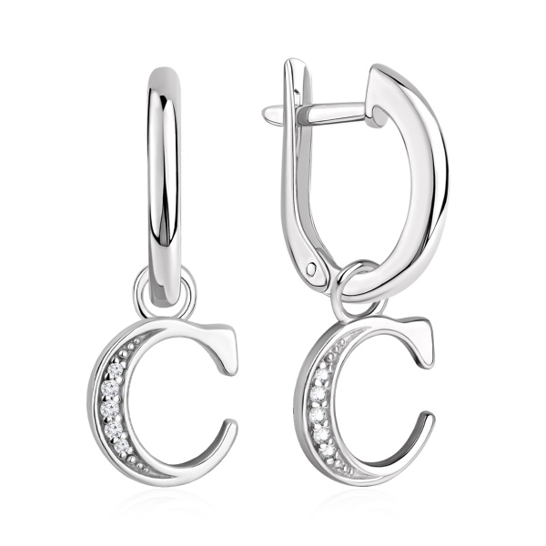 Серьги из серебра с фианитом