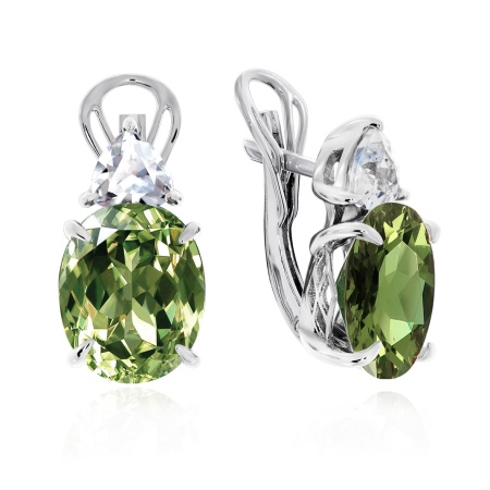 Серьги из серебра с фианитами и кристалл ювелирныйами