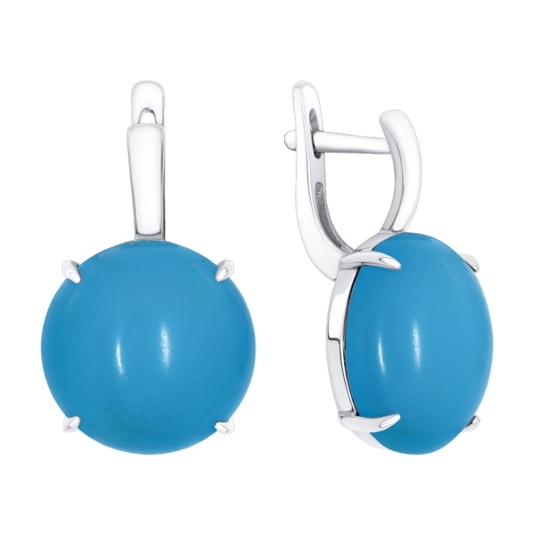 Серьги из серебра с бирюзой имитацией из природного минерала 2340Б25941 от KRASNOE, металл Серебро, вставка Бирюза i