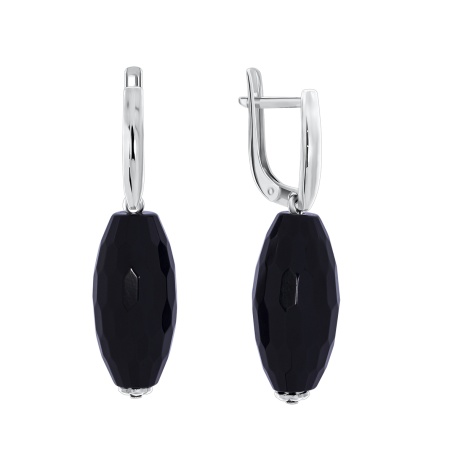 Серьги из серебра с ониксами 2340430307 от KRASNOE, металл Серебро, вставка Оникс