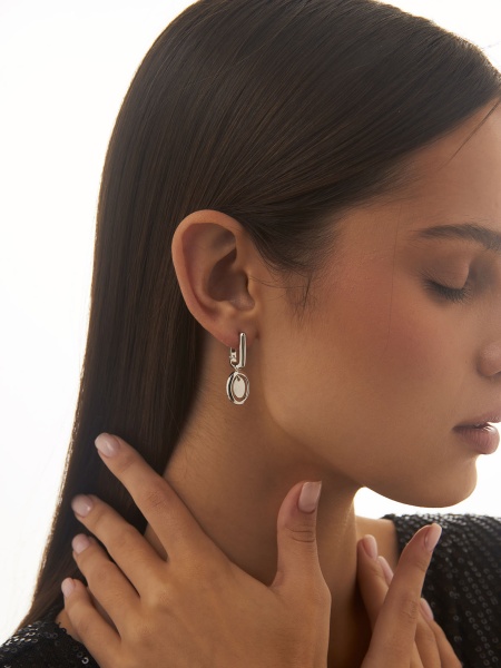 Серьги из серебра без вставок 2340405307 от KRASNOE, металл Серебро, вставка Без вставок