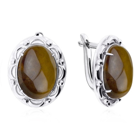 Серьги из серебра с яшмой 2340305116 от KRASNOE, металл Серебро, вставка Яшма