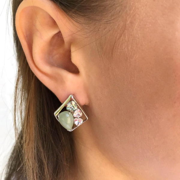 Серьги из серебра с авантюрином 2340361178-1-60 от KRASNOE, металл Серебро, вставка Авантюрин Натур.