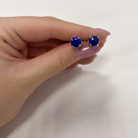 Пусеты из серебра с лазуритами 2340471222 от KRASNOE, металл Серебро, вставка Лазурит