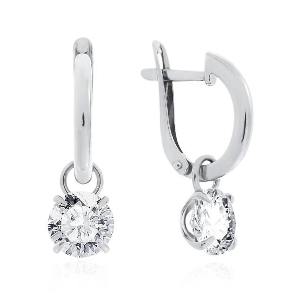 Серьги из серебра с фианитами со скидкой