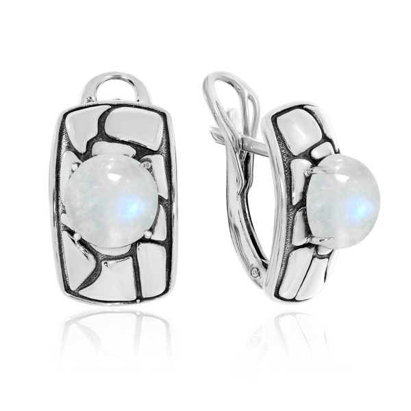 Серьги из серебра с лунным каменем 2310931753 от KRASNOE, металл Серебро, вставка Лунный камень