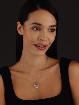 Купить подвеска из серебра с кристаллами, кристалл ювелирныйами, кристалл ювелирныйами и фианитами