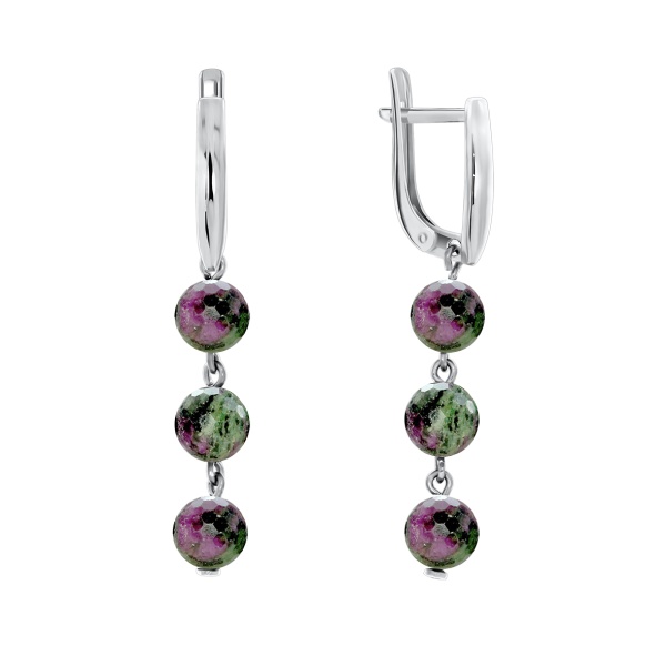 Серьги из серебра с цоизитами со скидкой