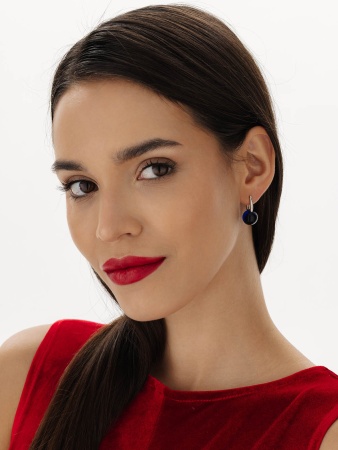 Серьги из серебра с синими кристаллами 2340294318-80 от KRASNOE, металл Серебро, вставка 