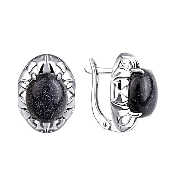 Серьги из серебра с авантюрином со скидкой