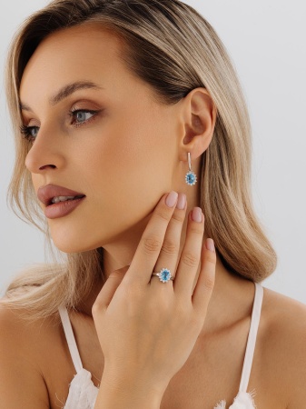 Серьги из серебра с топазом