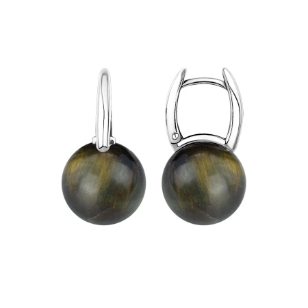 Серьги из серебра с соколиным глазом