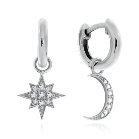 Серьги из серебра с фианитом 2340204810л от KRASNOE, металл Серебро, вставка Фианит