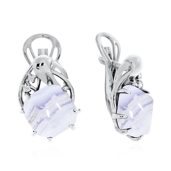 Серьги из серебра с агатом 2340390984-84 от KRASNOE, металл Серебро, вставка Агат