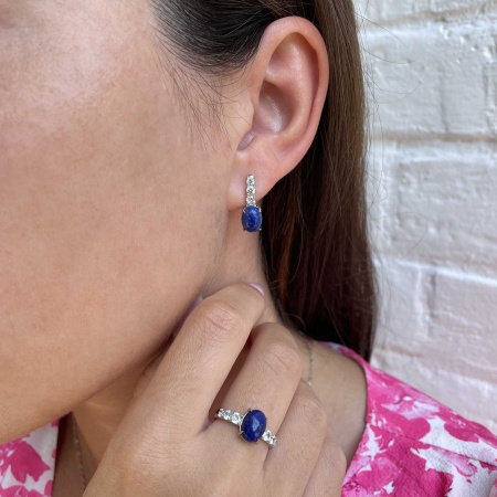 Купить кольцо из серебра с лазуритом и фианитами в интернет-магазине KRASNOE