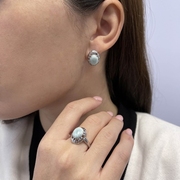 Кольцо из серебра с ларимаром со скидкой